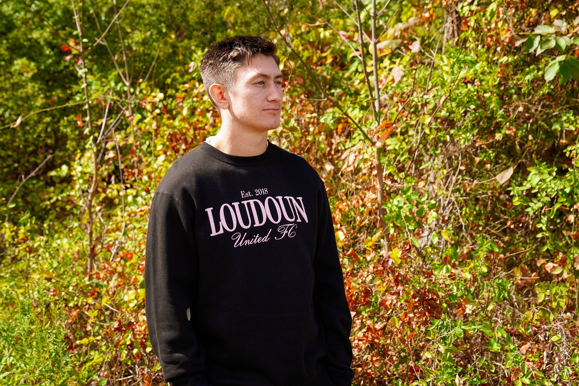 Loudoun United Pink Puff Letter Crewneck