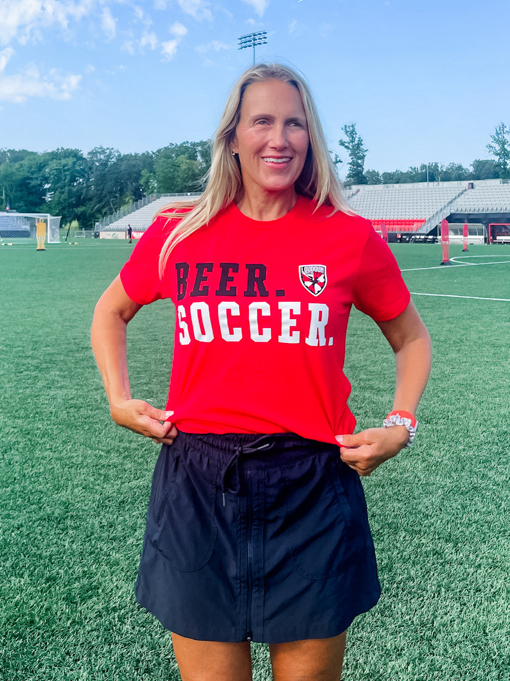 Loudoun United Beer. Soccer. Red T-Shirt